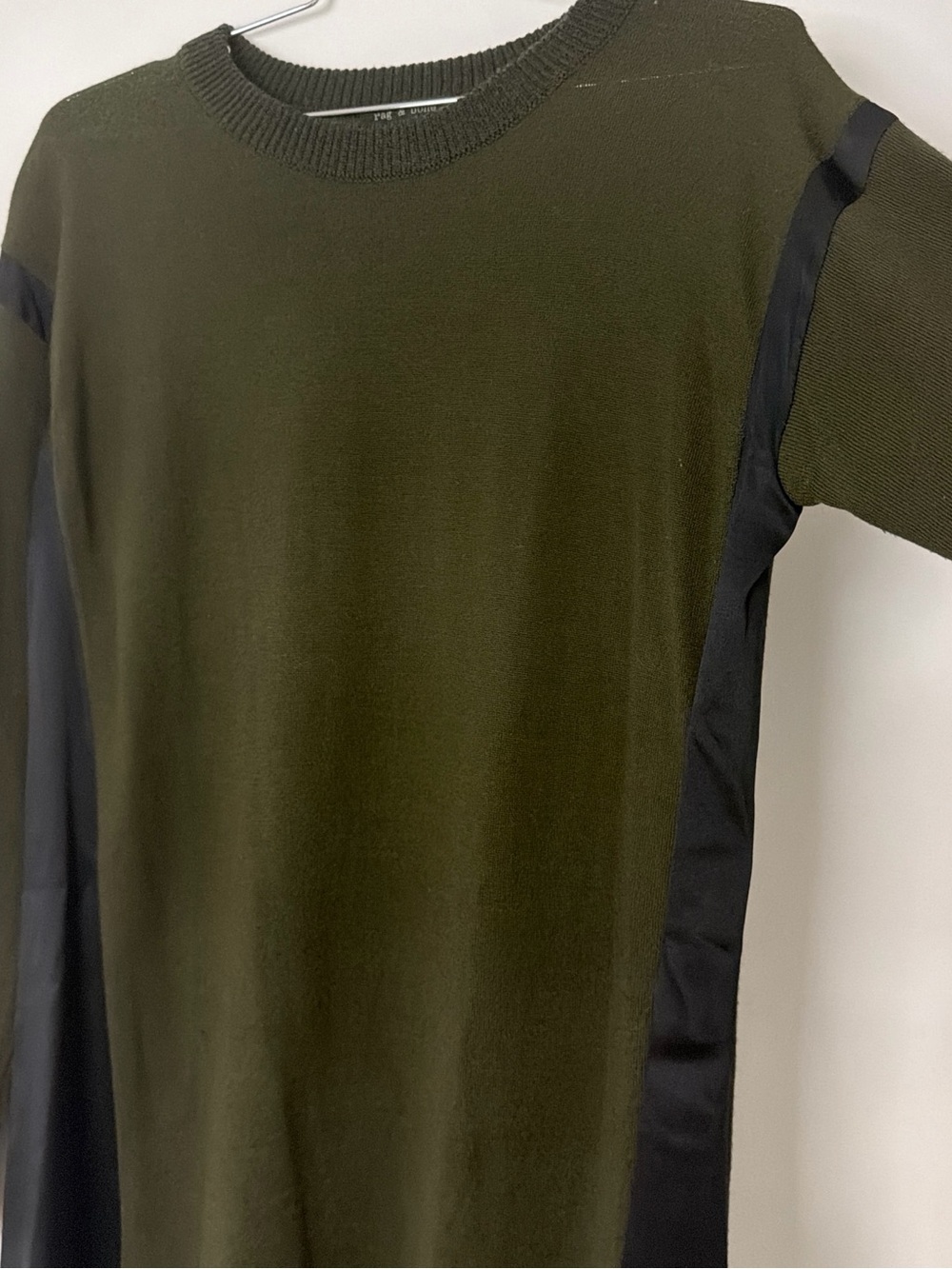 rag & bone Olive and Charcoal Layered Long-Sleeve Dress - Picture 5 of 6